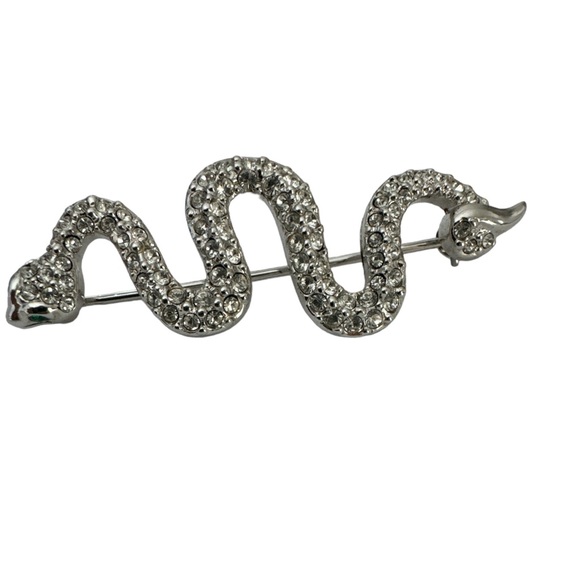 Vintage SWAROVSKI Snake Brooch Signed Swan Crystal Rhinestone Retired - Picture 1 of 10